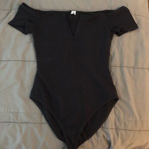 Black plunging bodysuit